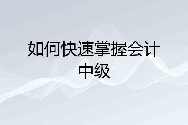 如何快速掌握会计中级