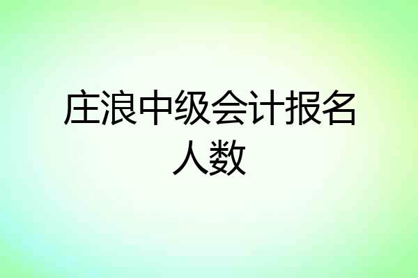庄浪中级会计报名人数