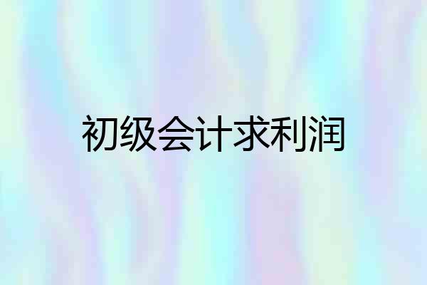 初级会计求利润