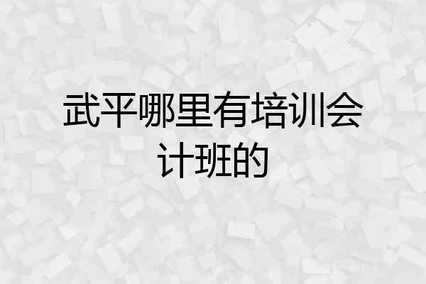 武平哪里有培训会计班的