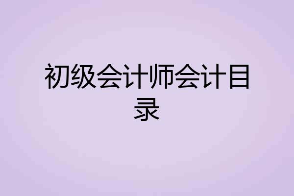 初级会计师会计目录