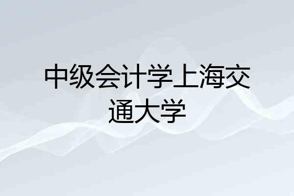 中级会计学上海交通大学