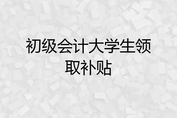 初级会计大学生领取补贴