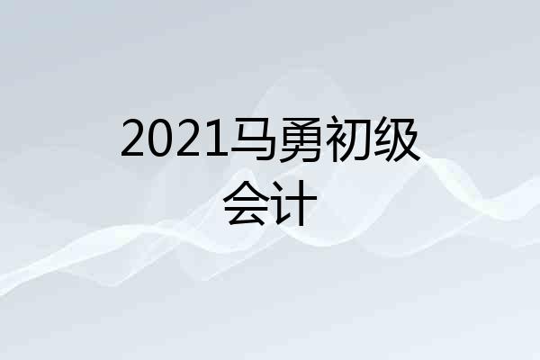 2021马勇初级会计