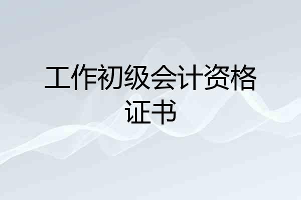 工作初级会计资格证书