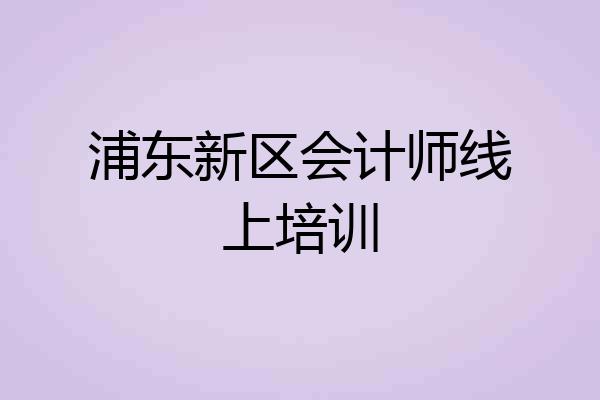浦东新区会计师线上培训