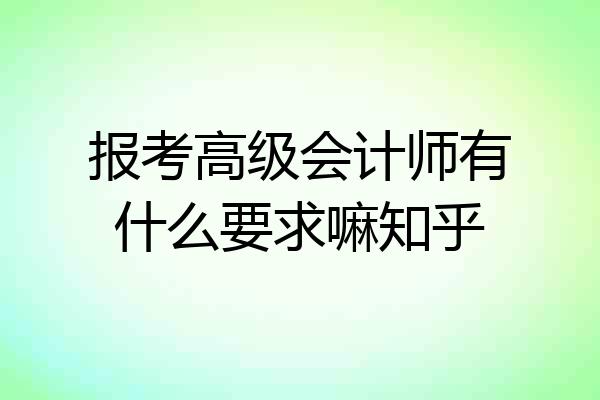 报考高级会计师有什么要求嘛知乎