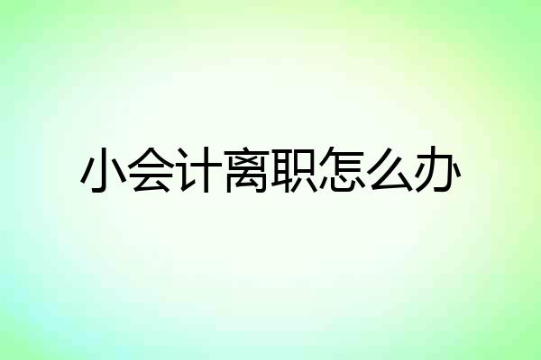 小会计离职怎么办