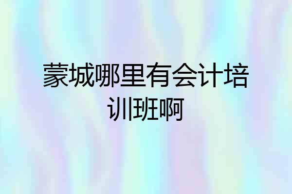 蒙城哪里有会计培训班啊