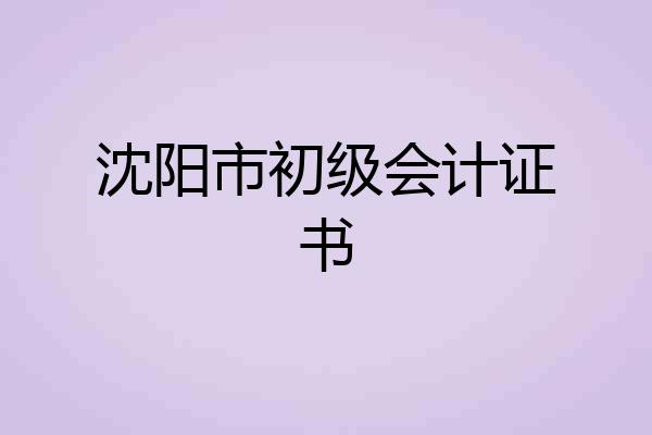 沈阳市初级会计证书