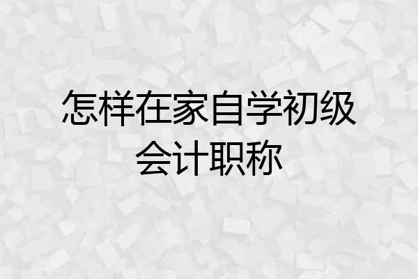 怎样在家自学初级会计职称