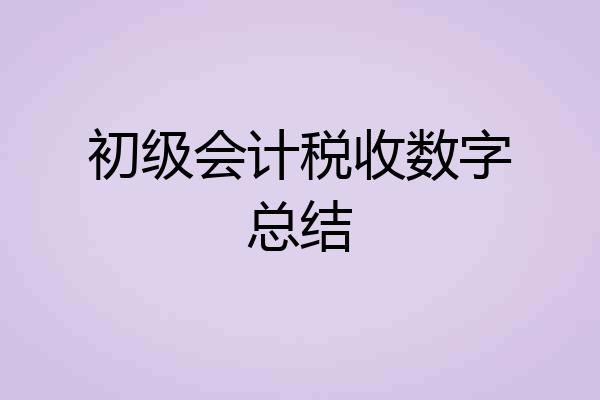 初级会计税收数字总结