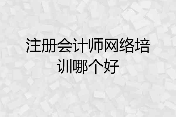 注册会计师网络培训哪个好