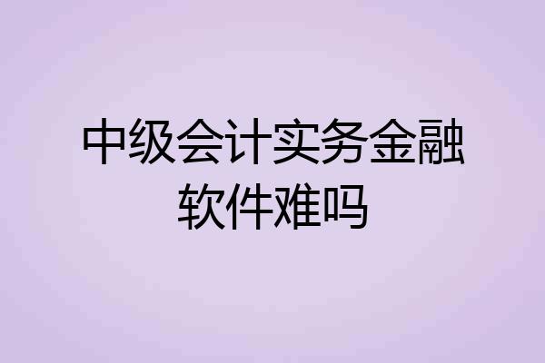 中级会计实务金融软件难吗