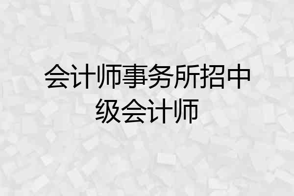 会计师事务所招中级会计师