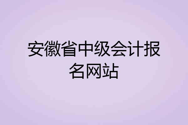 安徽省中级会计报名网站