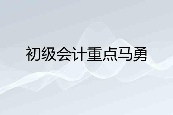 初级会计重点马勇