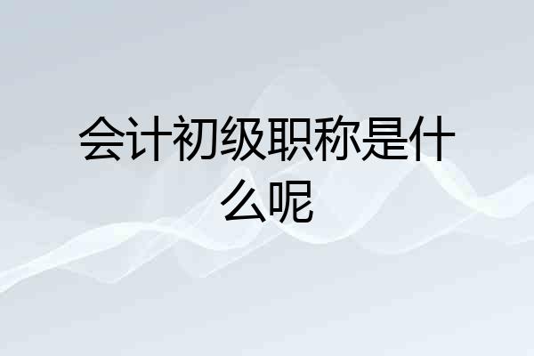 会计初级职称是什么呢