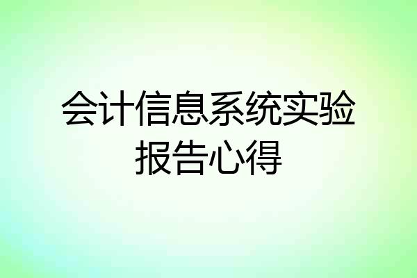 会计信息系统实验报告心得