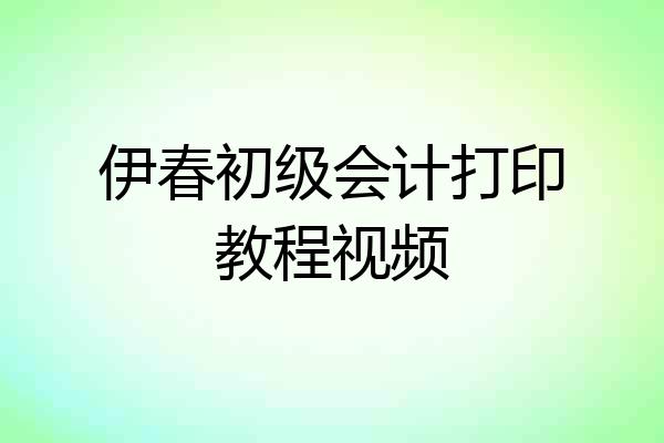 伊春初级会计打印教程视频