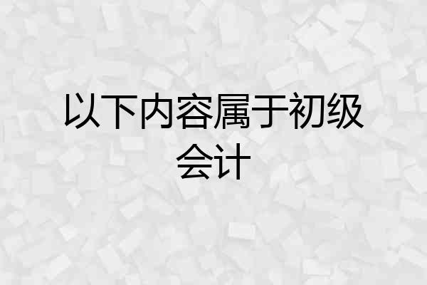 以下内容属于初级会计
