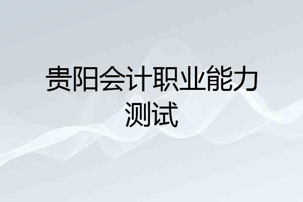 贵阳会计职业能力测试