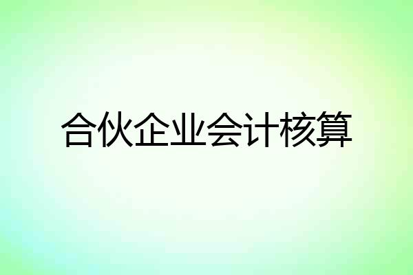 合伙企业会计核算