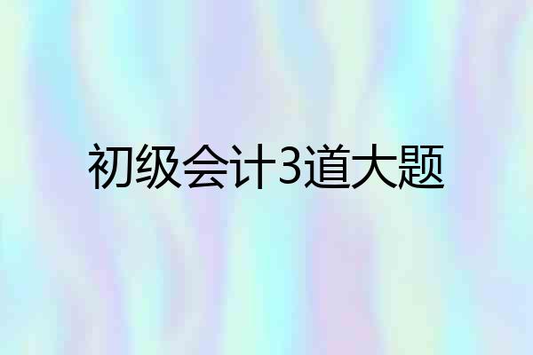 初级会计3道大题