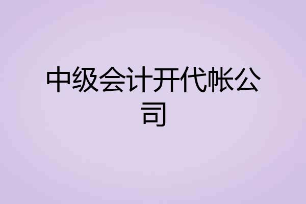 中级会计开代帐公司