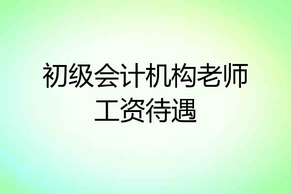 初级会计机构老师工资待遇