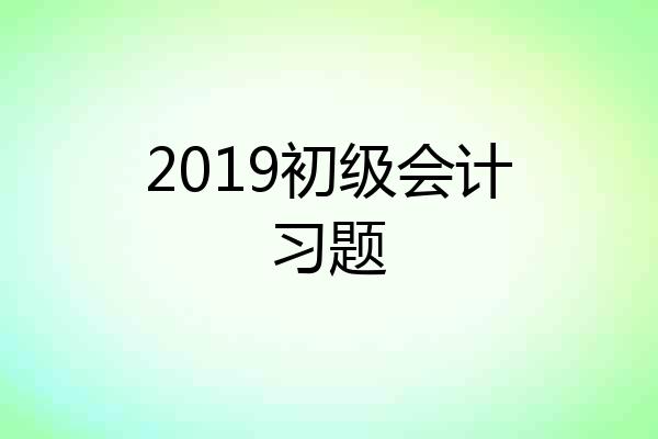 2019初级会计习题