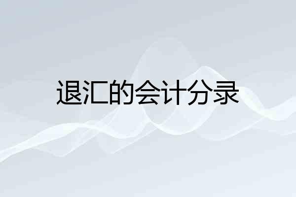 退汇的会计分录