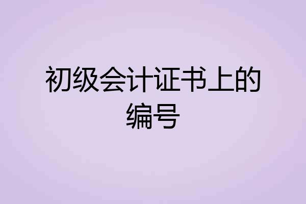 初级会计证书上的编号