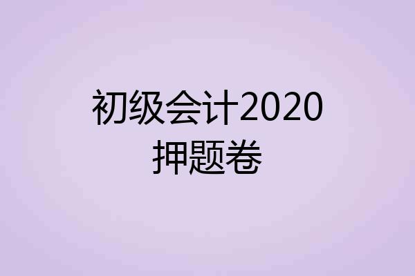 初级会计2020押题卷