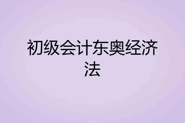 初级会计东奥经济法