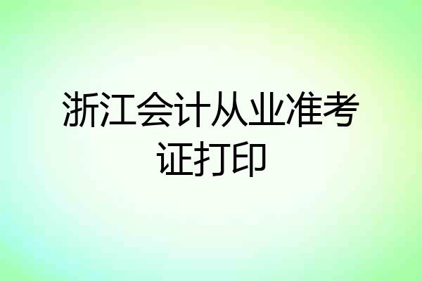 浙江会计从业准考证打印