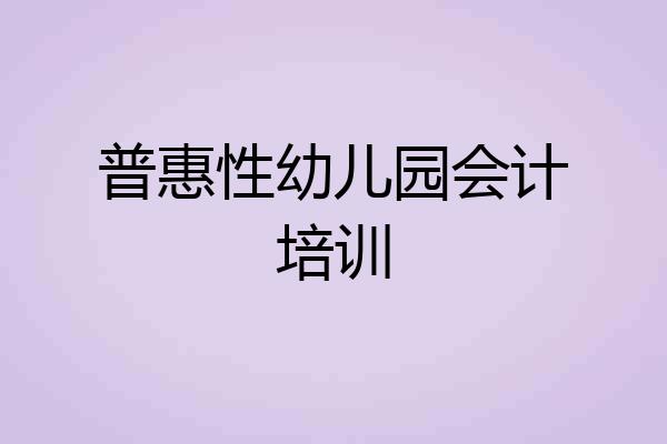 普惠性幼儿园会计培训