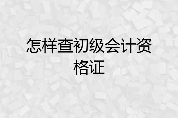 怎样查初级会计资格证