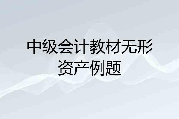 中级会计教材无形资产例题