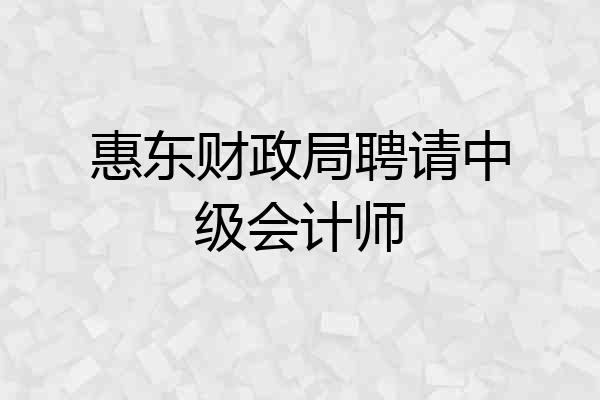 惠东财政局聘请中级会计师