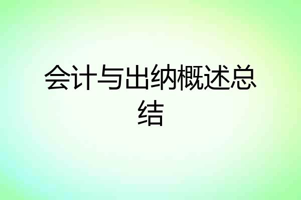 会计与出纳概述总结