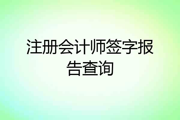 注册会计师签字报告查询