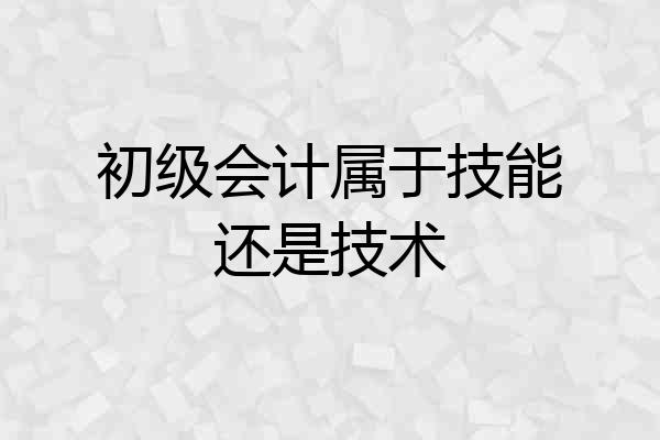 初级会计属于技能还是技术