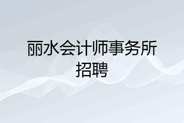 丽水会计师事务所招聘