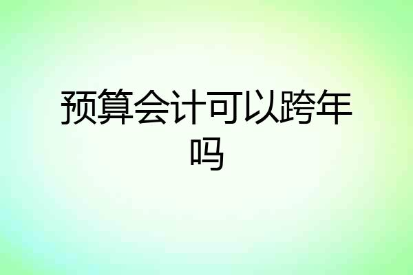 预算会计可以跨年吗