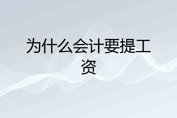 为什么会计要提工资