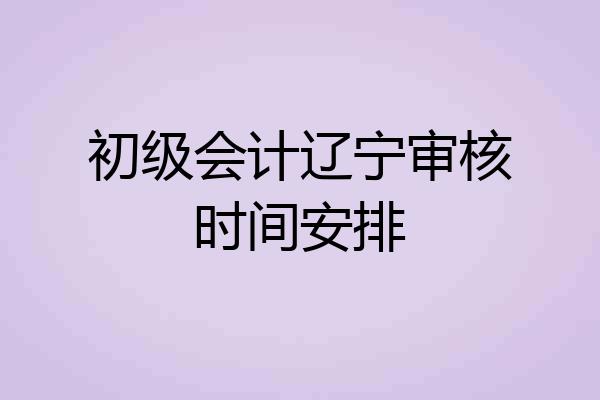 初级会计辽宁审核时间安排