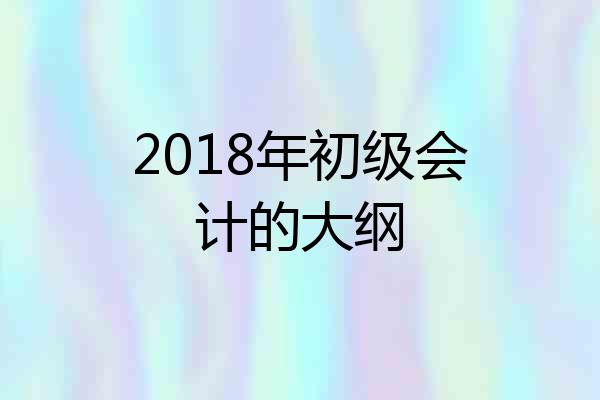2018年初级会计的大纲