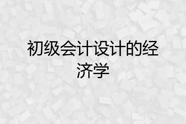 初级会计设计的经济学