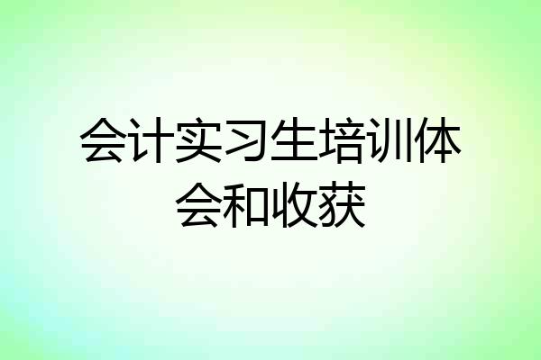 会计实习生培训体会和收获